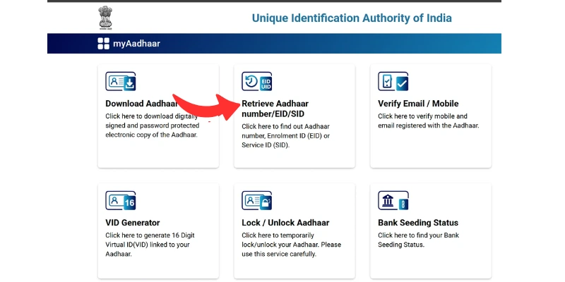 retrieve aadhaar number